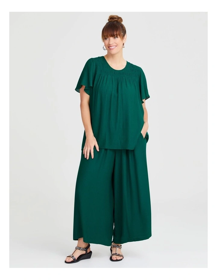 Natural Shirred Yoke Top in Deep Jungle image 4