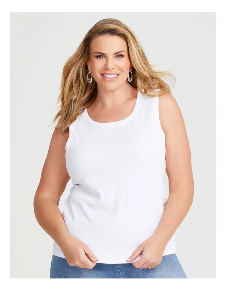 Cotton Modal Rib Tank in Off White image 1