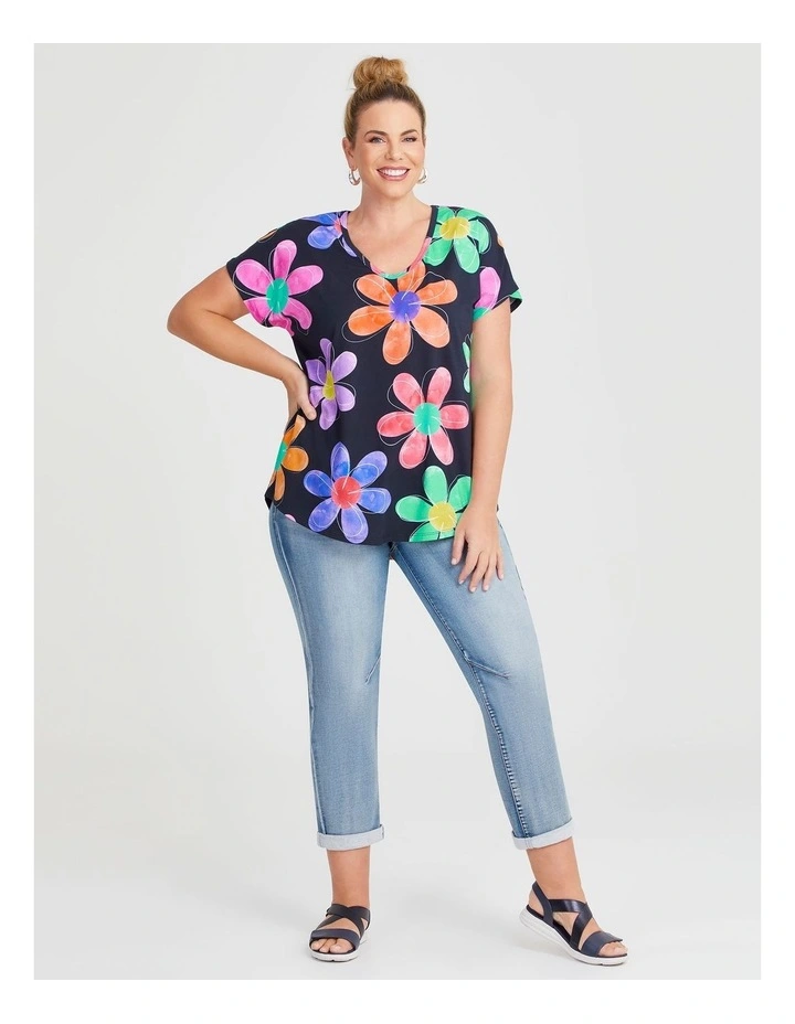 Sketch Daisy T-shirt in Navy image 3