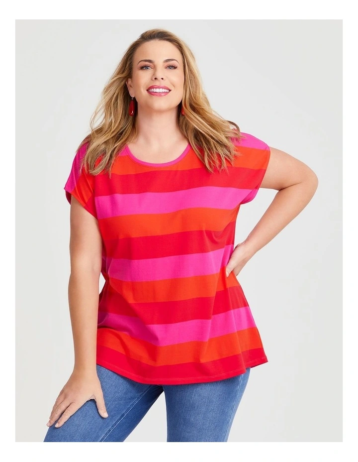 Cotton Block Stripe Top in Multi image 1