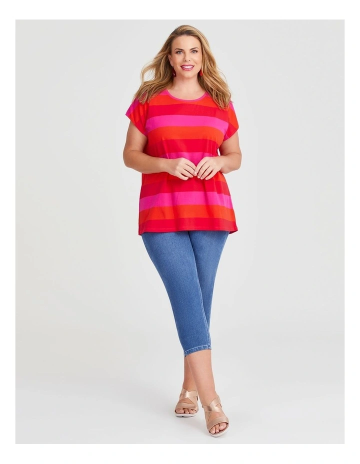 Cotton Block Stripe Top in Multi image 3