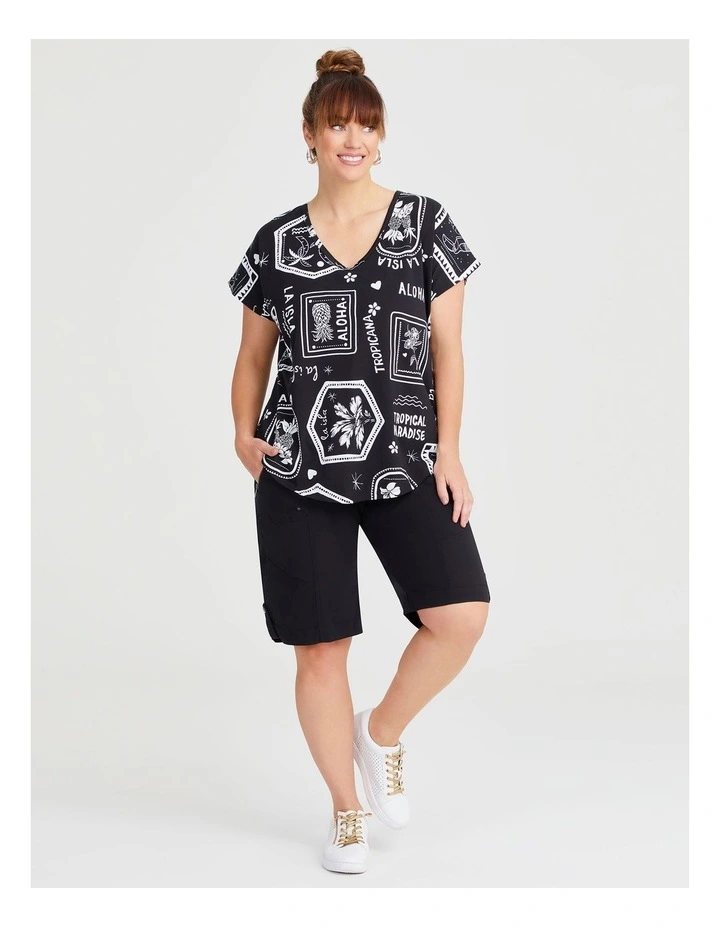 Cotton Pure Nouveau Top in Black/off White image 3