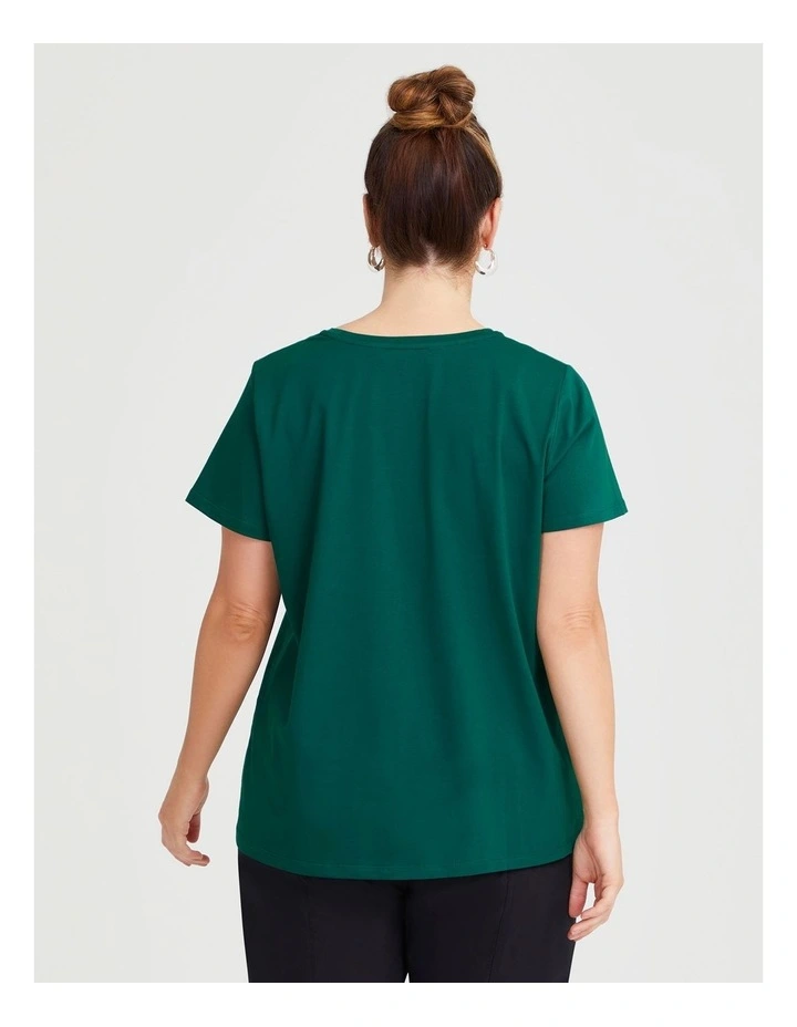 Cotton Linear Abstract T-shirt in Deep Jungle image 2