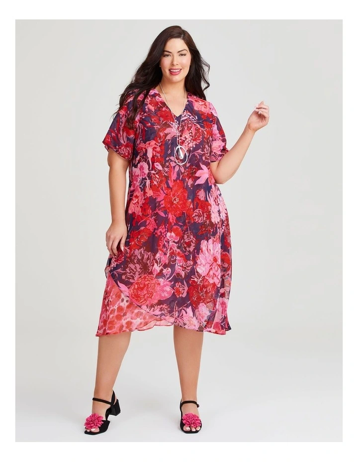 Reversible Travel Dress in Pink/Indigo Print image 1