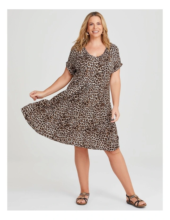 Bamboo Animal V-Neck Dress in Multi image 1