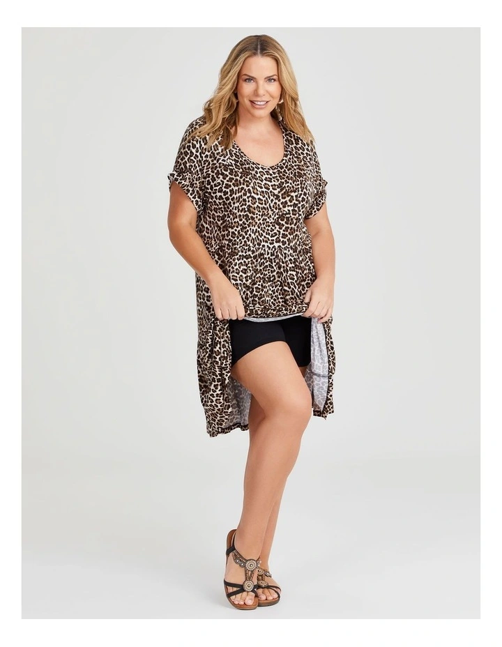 Bamboo Animal V-Neck Dress in Multi image 4
