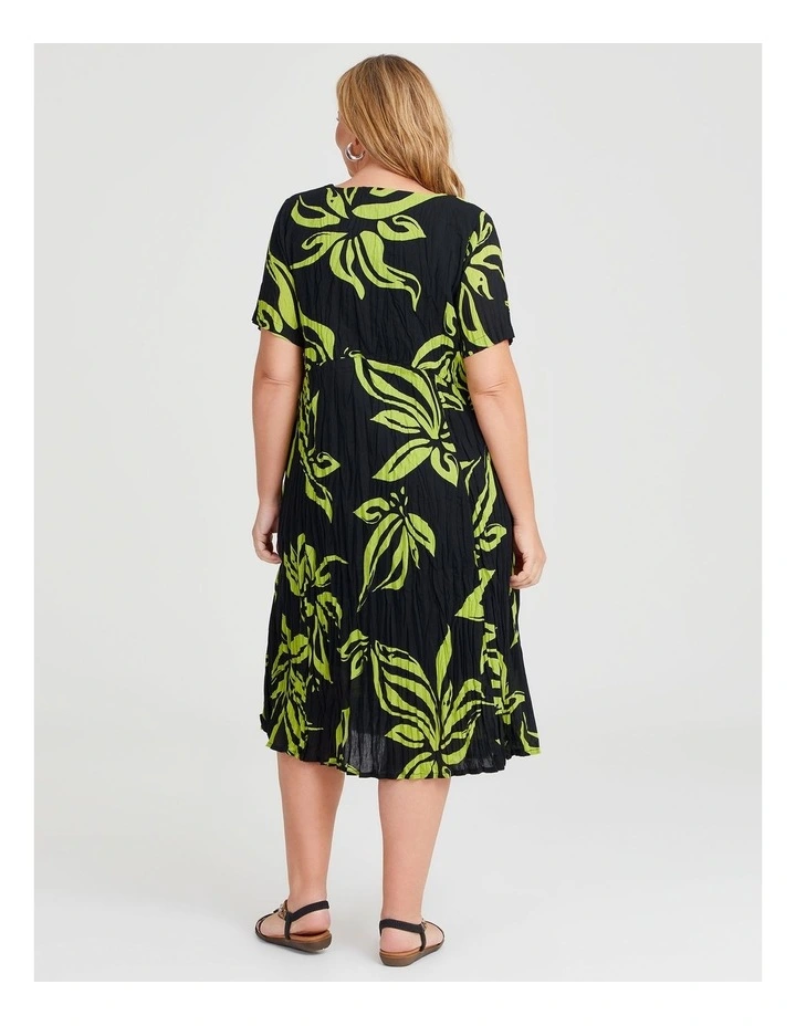 Cotton Gauze Favorite Dress in Black/Chartreuse image 2