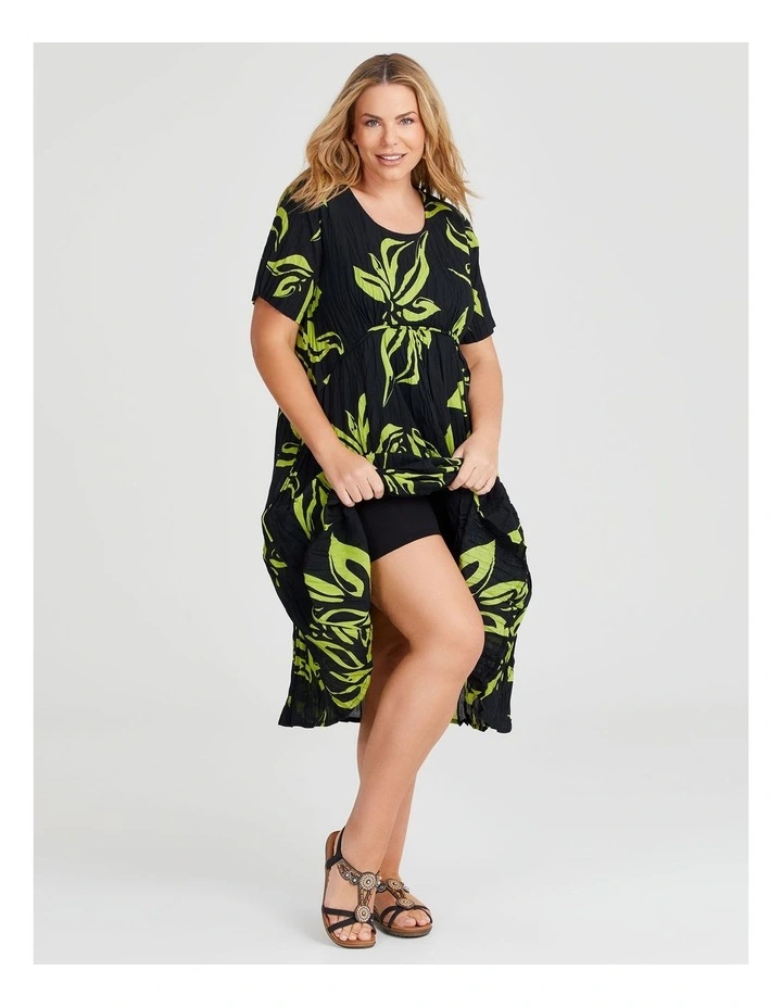 Cotton Gauze Favorite Dress in Black/Chartreuse image 4