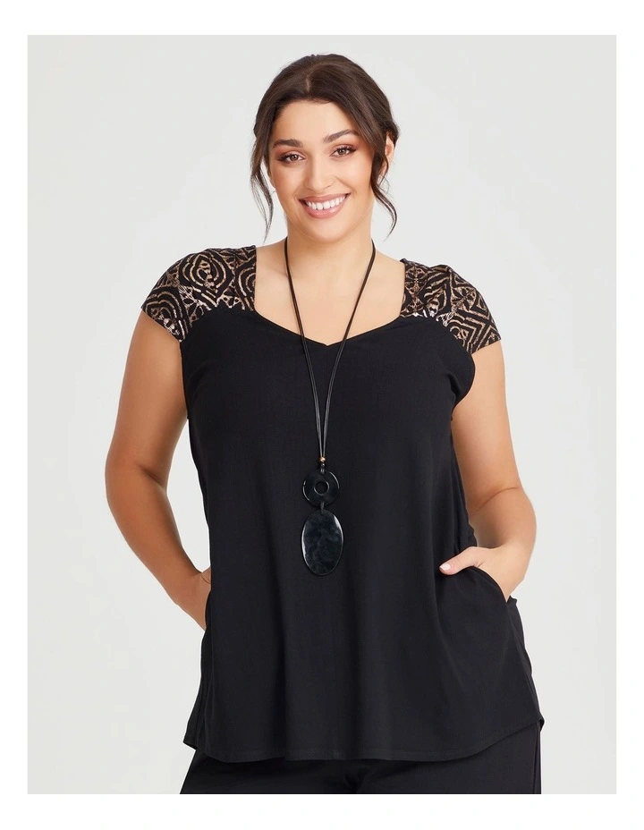 Gold Foil Natural Swing Top in Black image 1