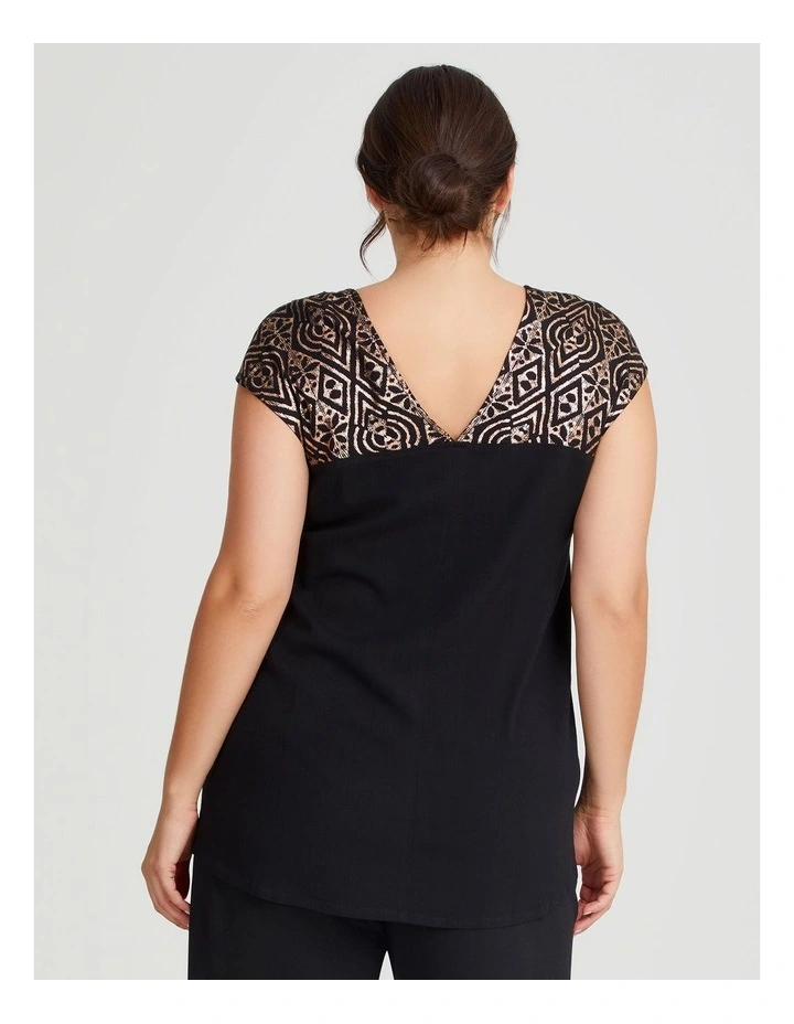 Gold Foil Natural Swing Top in Black image 2