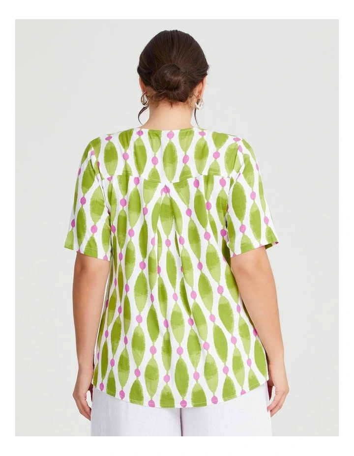 Button Front Natural Top in Print image 2