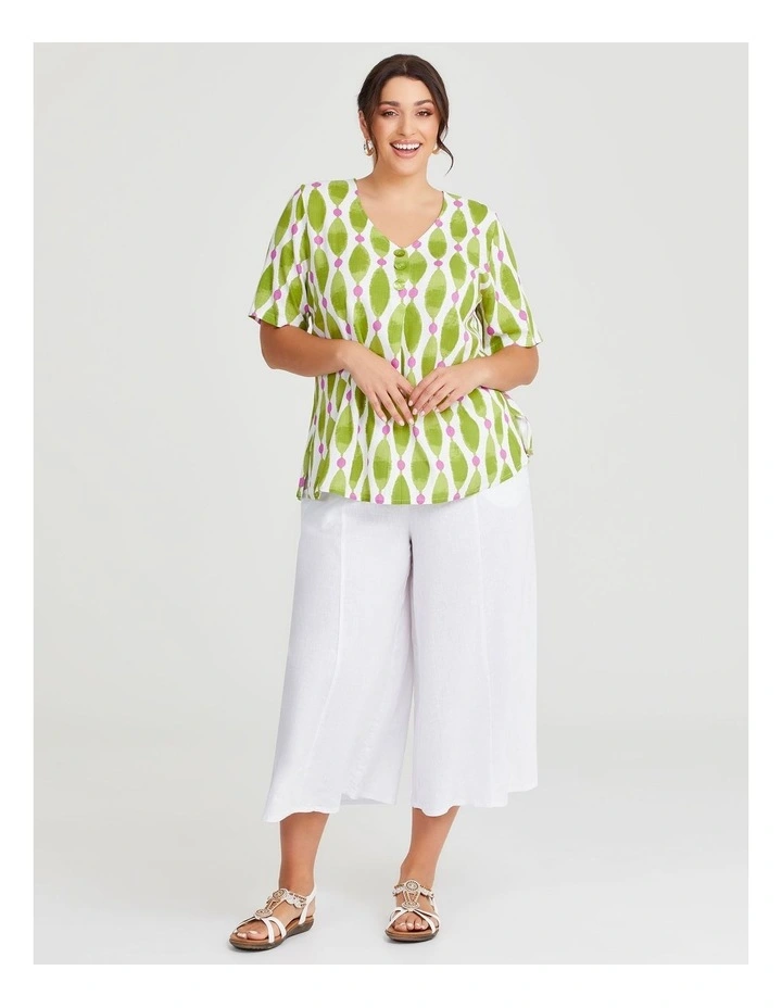 Button Front Natural Top in Print image 3