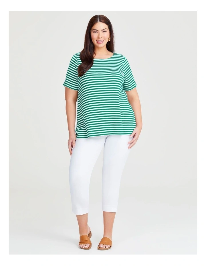 Natural Essential Stripe Rib Top in Amazon/White Stripe image 3