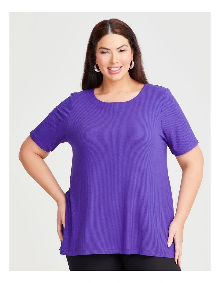 Natural Essential Rib Top in Purple Iris image 1