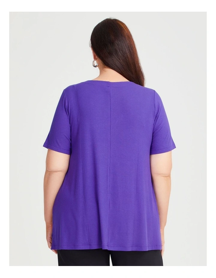 Natural Essential Rib Top in Purple Iris image 2