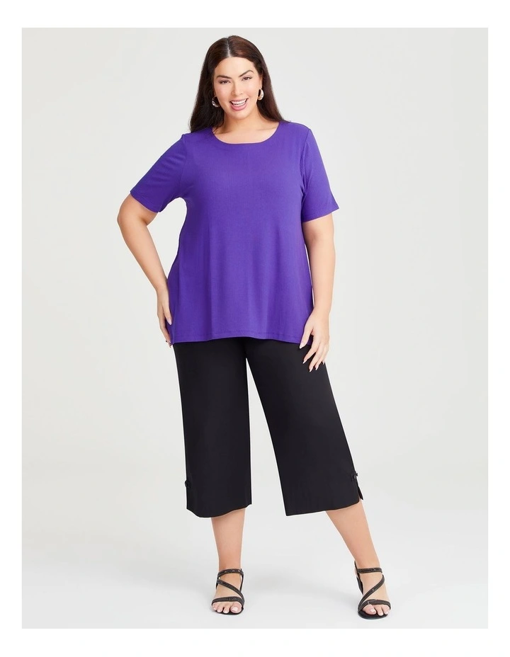 Natural Essential Rib Top in Purple Iris image 3