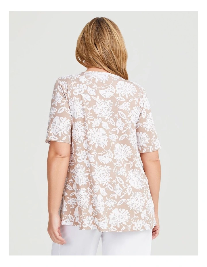 Botanical Floral Luna Top in Beige/White image 2