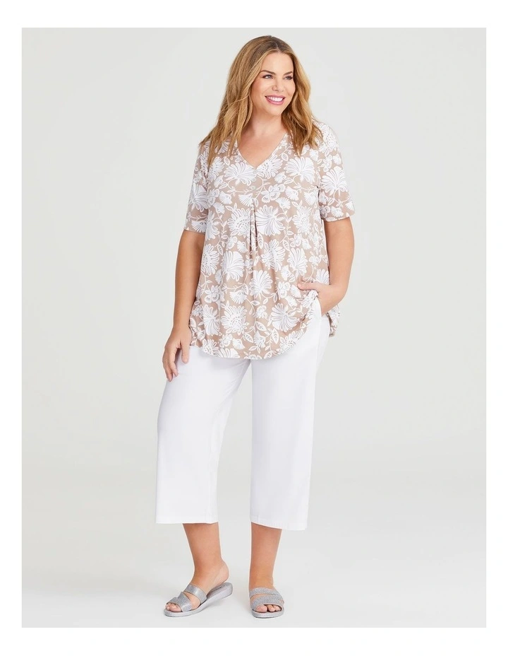 Botanical Floral Luna Top in Beige/White image 3