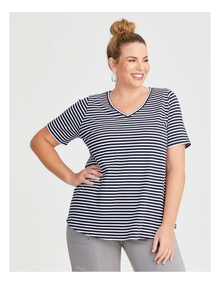 Australian Cotton Stripe T-shirt in Multi image 1