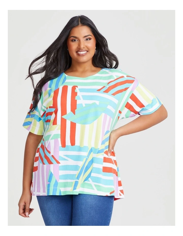 Cotton Stripe Umbrella T-shirt in Print image 1