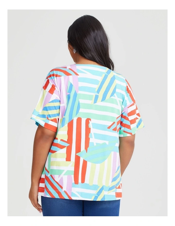 Cotton Stripe Umbrella T-shirt in Print image 2