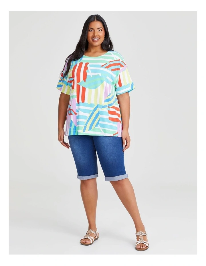 Cotton Stripe Umbrella T-shirt in Print image 3