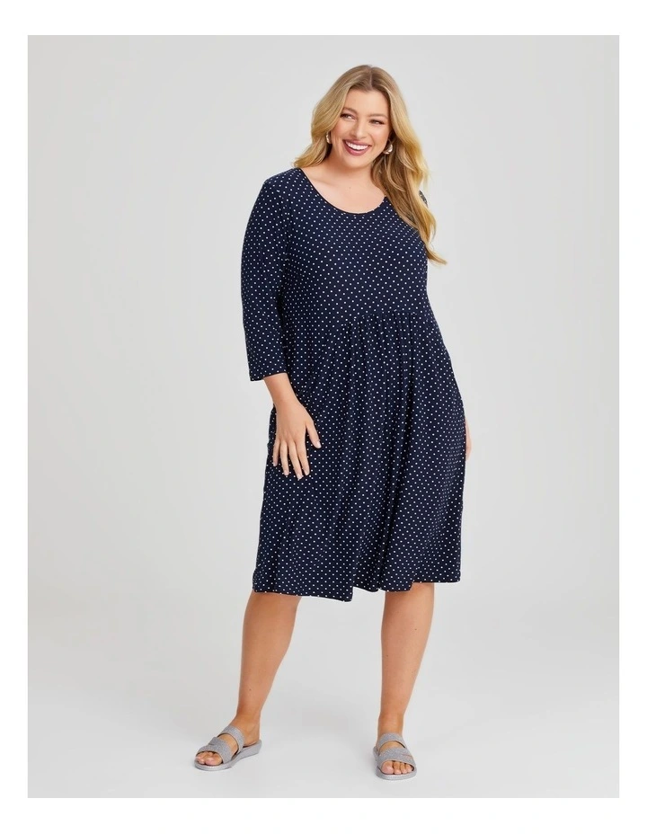 Mini Spot Empire Line Dress in Blue image 1
