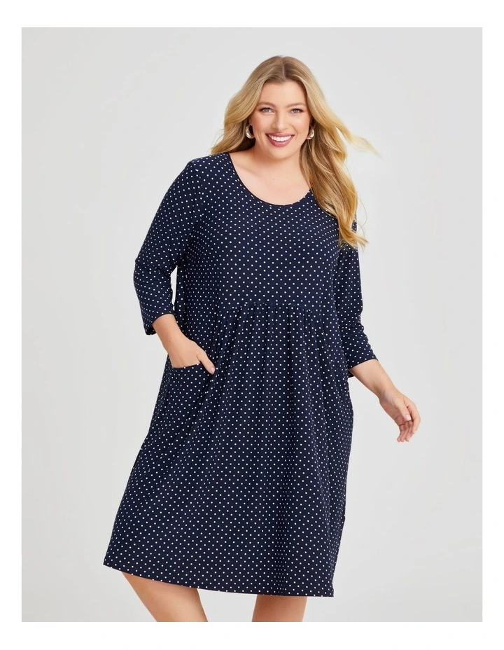 Mini Spot Empire Line Dress in Blue image 3