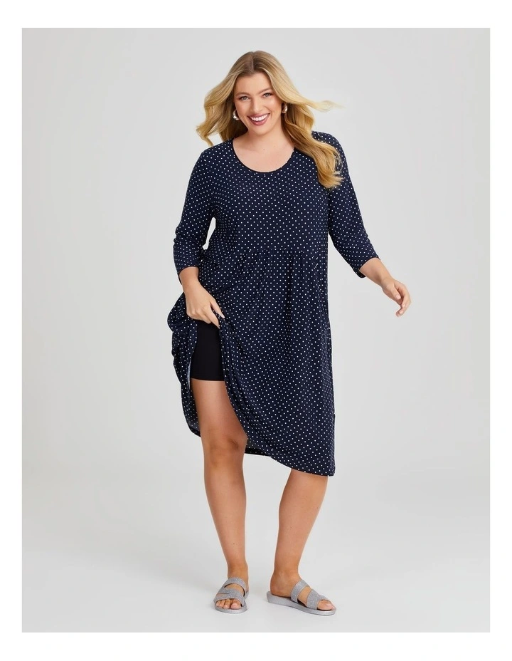 Mini Spot Empire Line Dress in Blue image 4