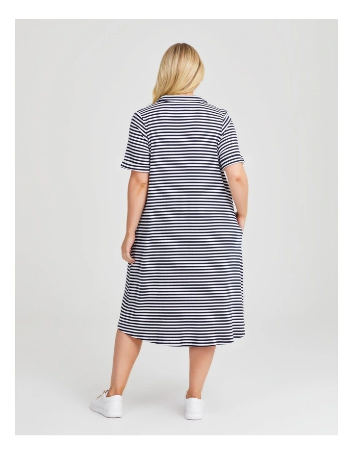 Stripe Collared Dress in Navy/White image 2