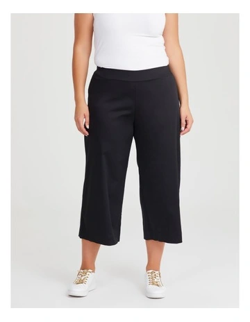 City Wide Leg Crop Pant in Black