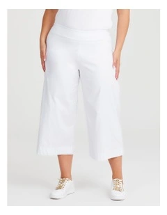 City Wide Leg Crop Pant in White