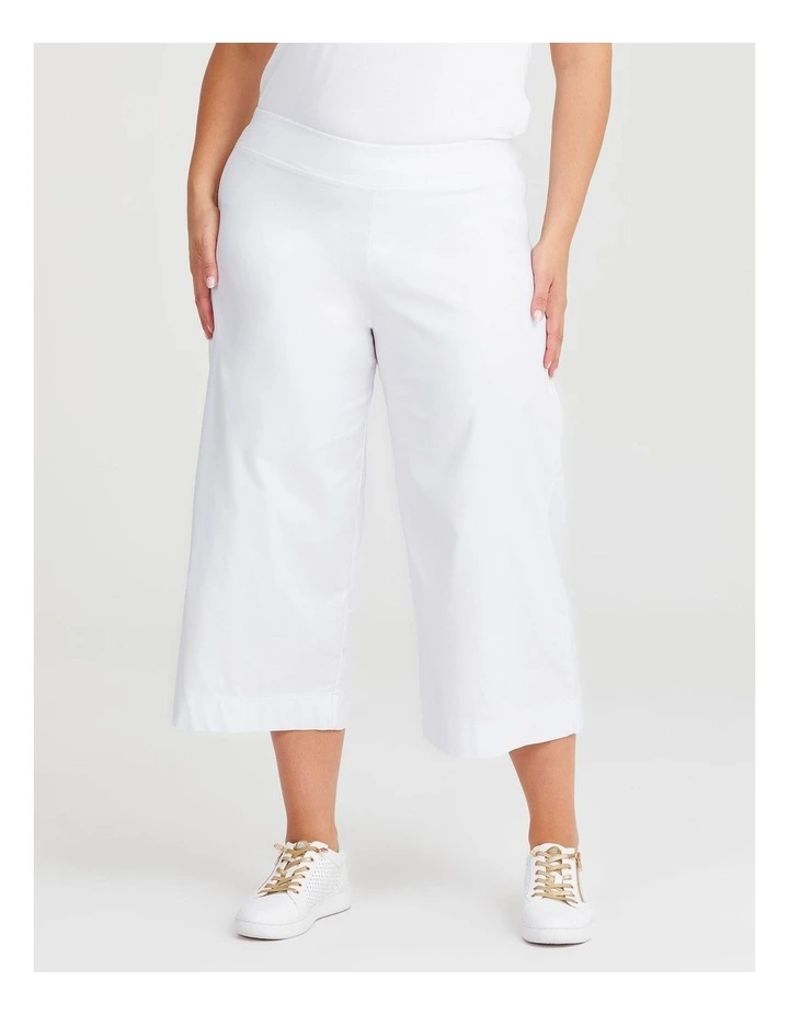 City Wide Leg Crop Pant in White image 1