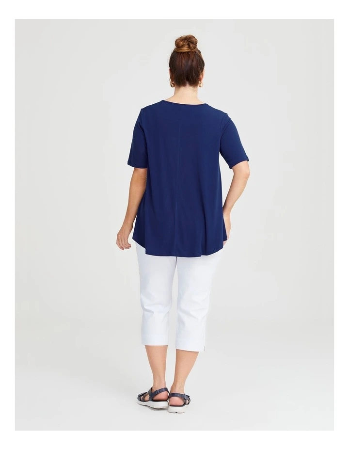 Pintuck Detail Top in Navy image 2