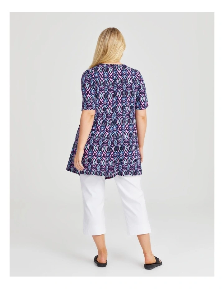 Candy Drape Front Top in Navy/Multi image 2