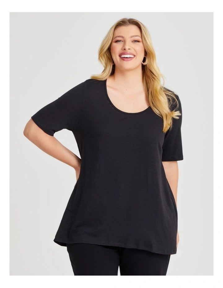 Crew Neck Slub Jersey T-shirt in Black image 1