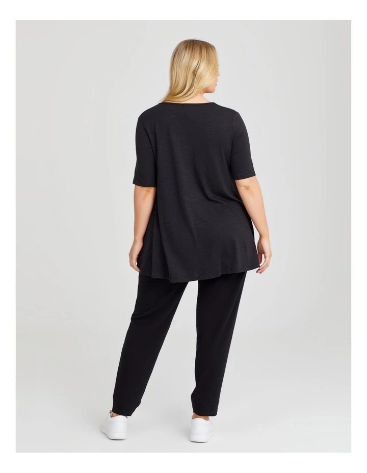 Crew Neck Slub Jersey T-shirt in Black image 2