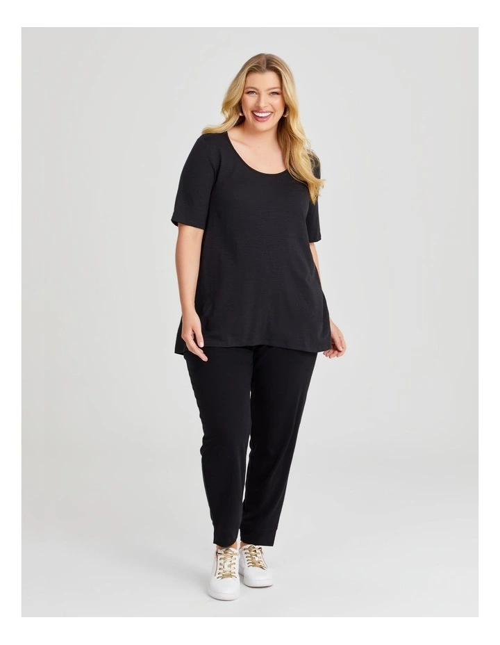 Crew Neck Slub Jersey T-shirt in Black image 3