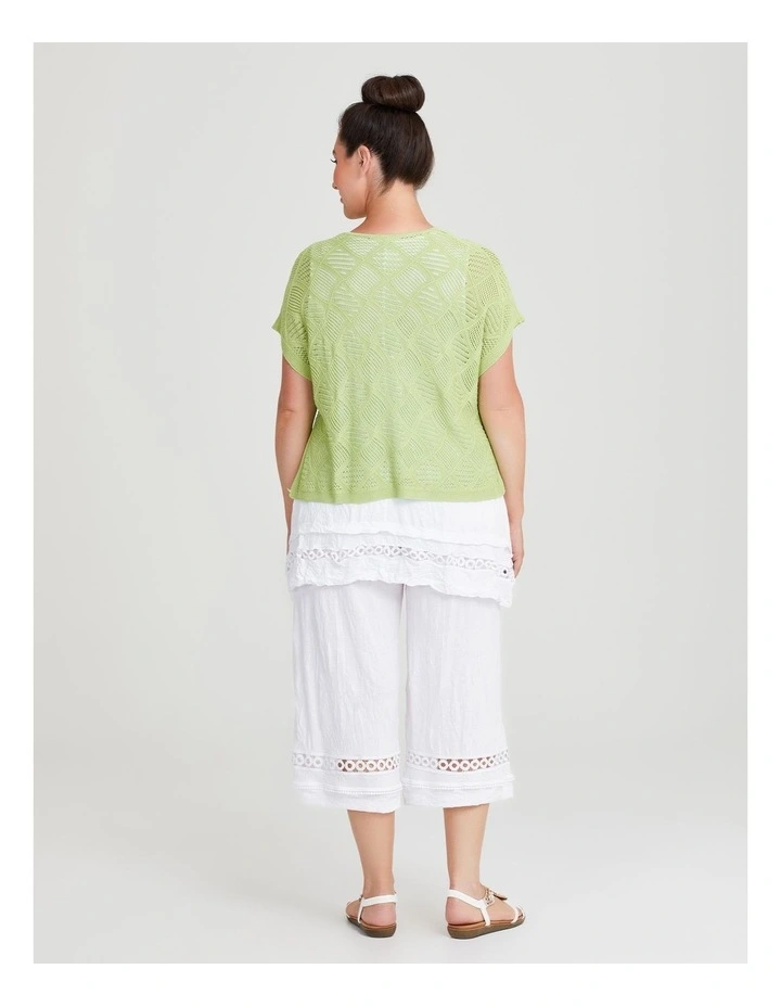 Pointelle Knit Over Top in Celery image 2