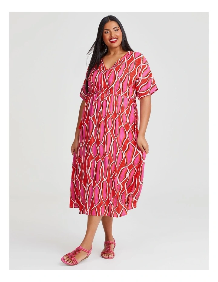 Natural Alfresco Midi Dress in Multi image 1