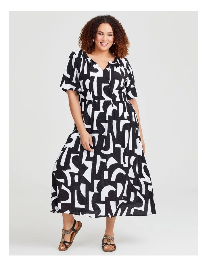 Natural Monochrome Dress in Print image 1
