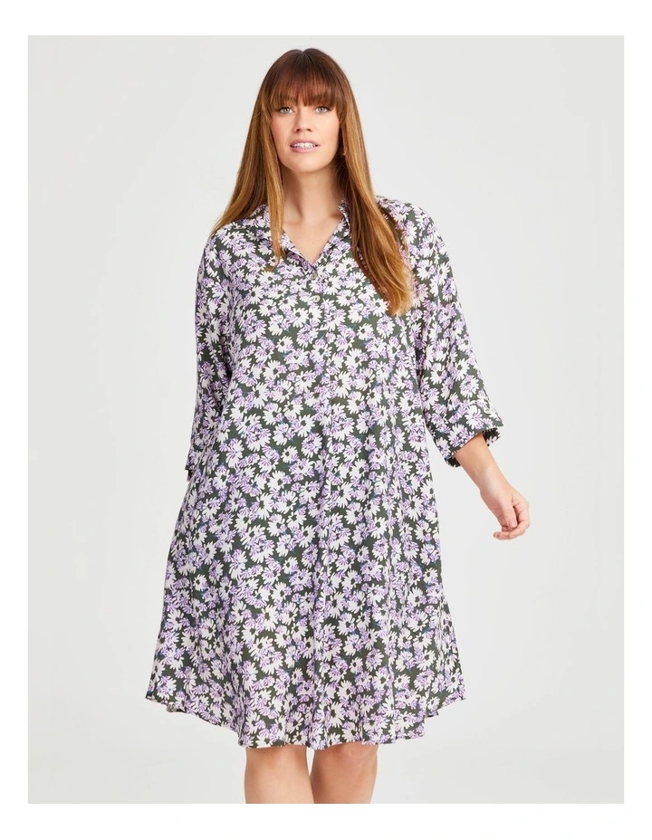 Revival Swing Dress in Olive/Floral Print image 3