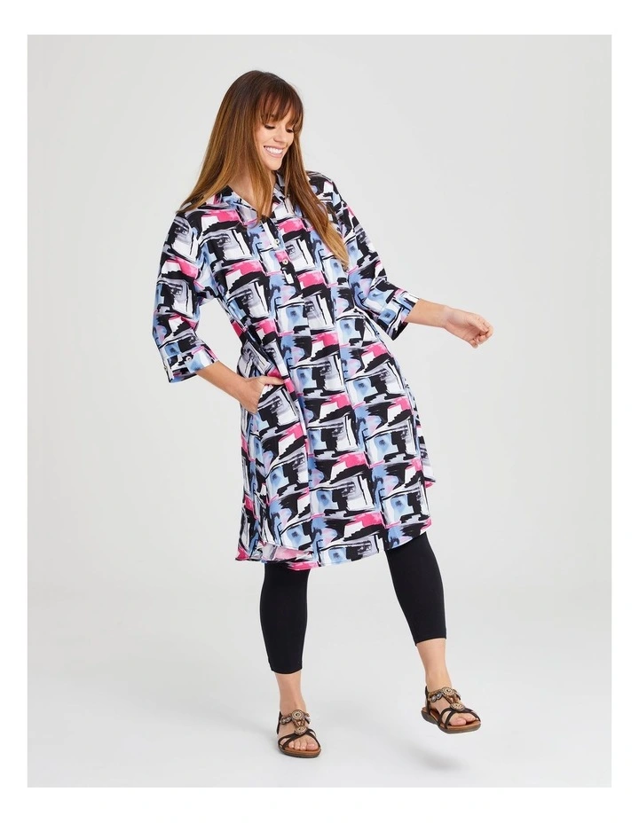 Revival Swing Dress in Pink/Lilac Print image 1