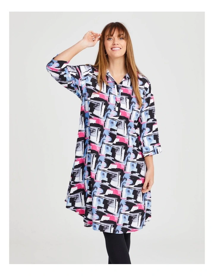 Revival Swing Dress in Pink/Lilac Print image 3