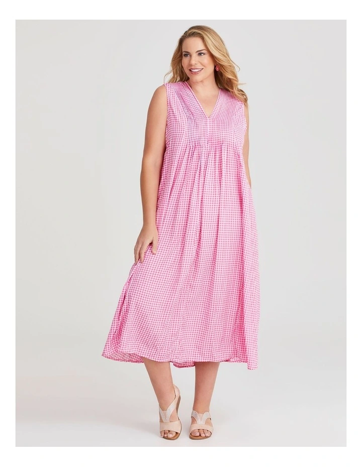Fiesta Sleeveless Maxi Dress in Pink Gingham image 1