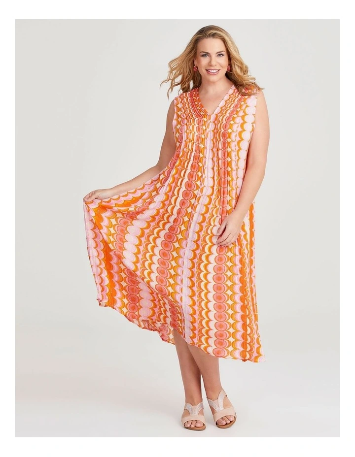 Fiesta Sleeveless Maxi Dress in Orange Print image 1