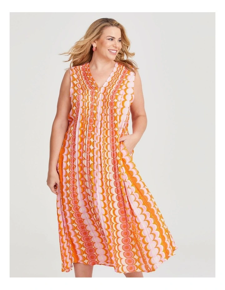 Fiesta Sleeveless Maxi Dress in Orange Print image 3