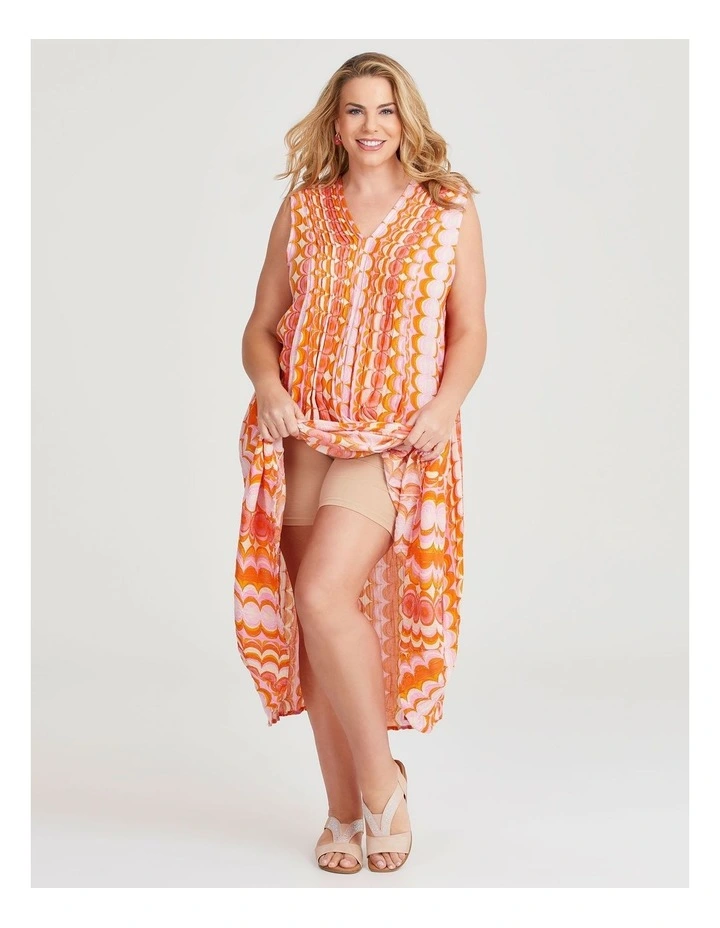 Fiesta Sleeveless Maxi Dress in Orange Print image 4
