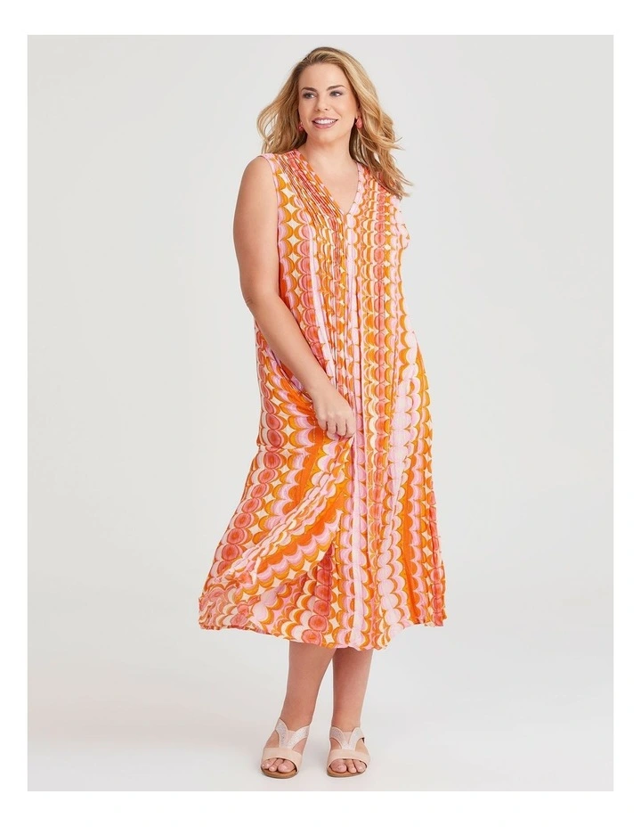 Fiesta Sleeveless Maxi Dress in Orange Print image 5