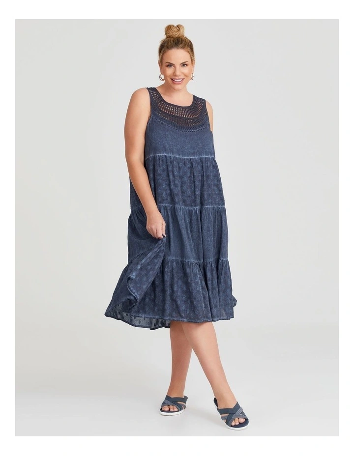 Cotton Vintage Wash Dress in Pigment Blue image 1